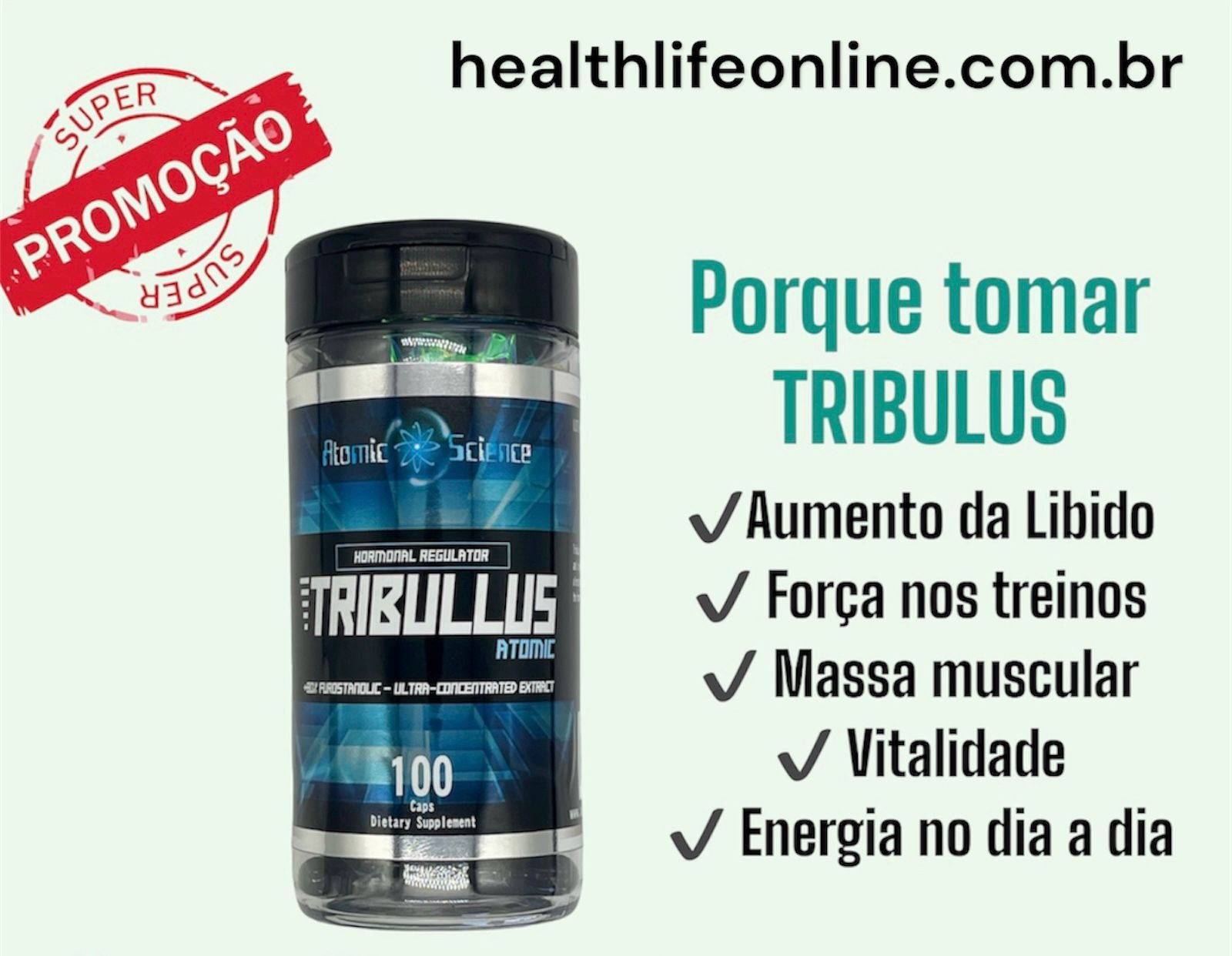 Tribullus Atomic +40% Testosterona Natural | Conect Sports