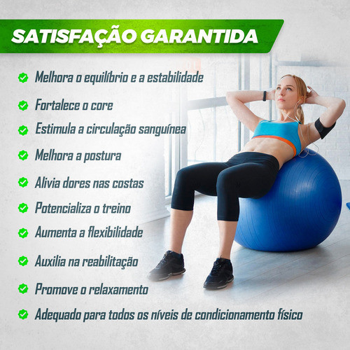 Kit Bola Suíça Pilates Fisioterapia 65cm + Faixa Elástica Thera Band Elástico Exercício 5 Mini Band
